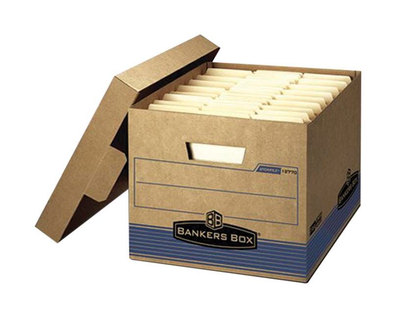 Bankers Box File Storage Box with Lid Letter Legal Size 10 x 12 x 15 Inches Brown Kraft Pack of 12